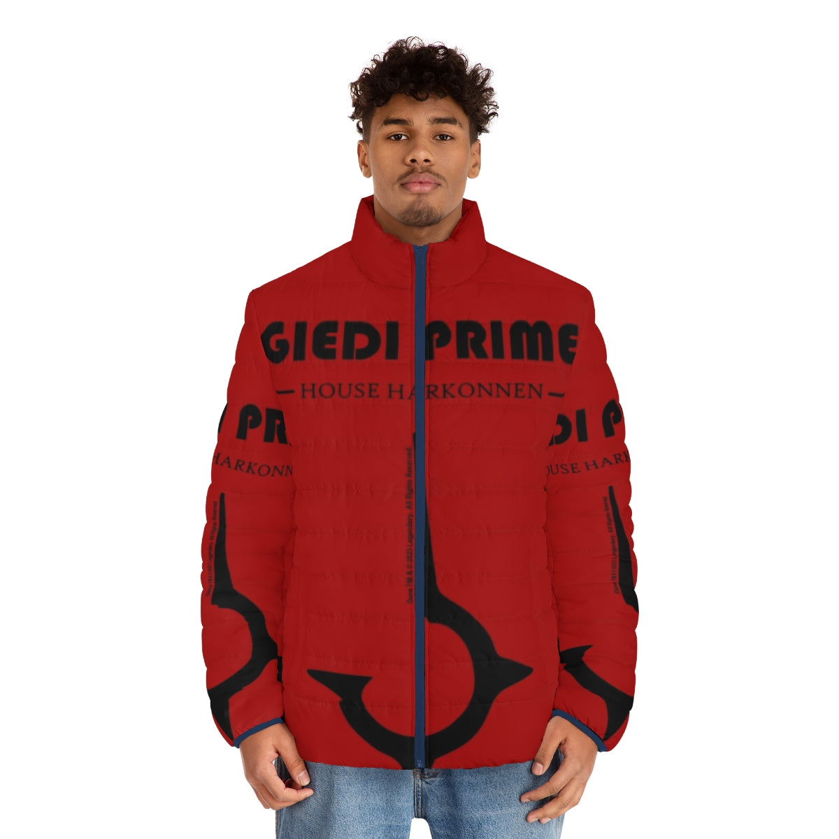 Dune House Harkonnen Giedi Prime Puffer Jacket featuring Dune 2023 fan art design - men front