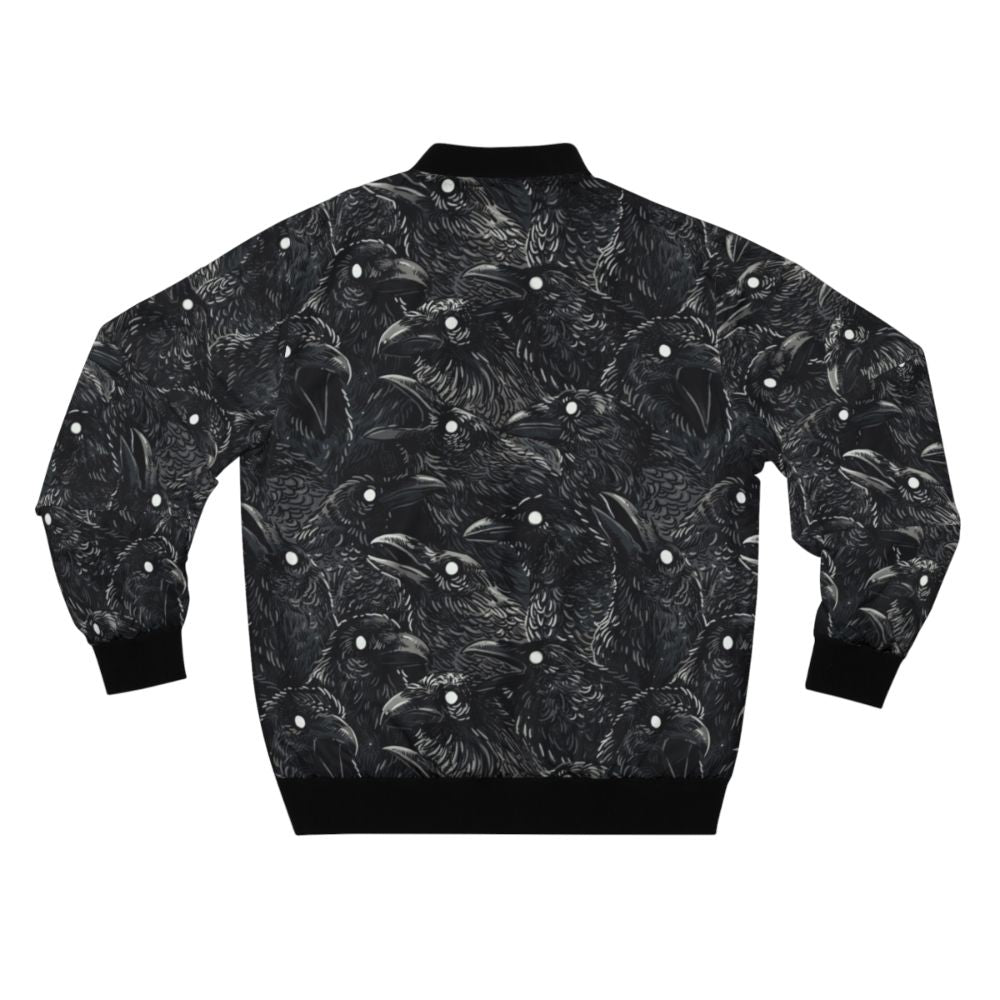 Raven pattern bomber jacket with dark and spooky design - Back