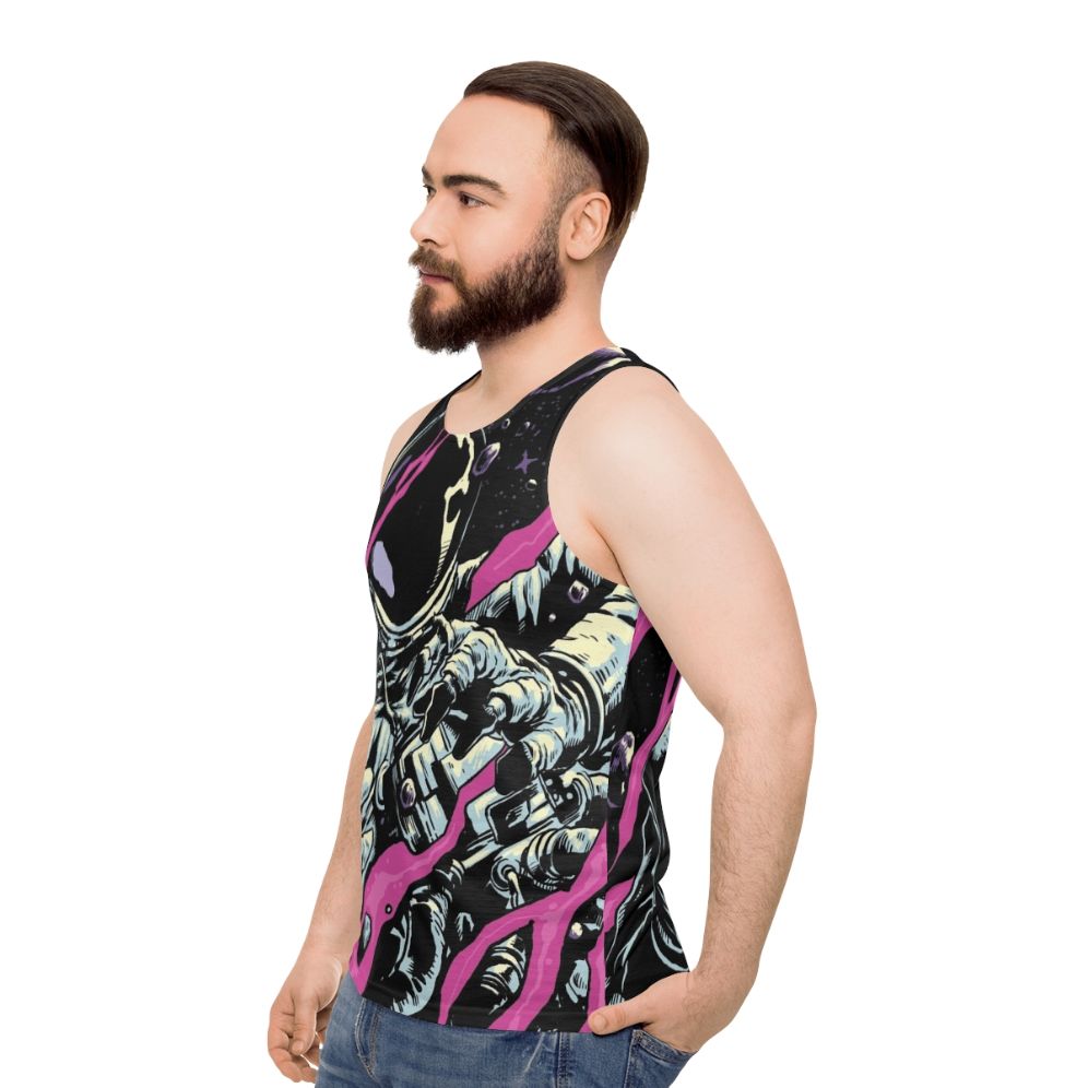 Unisex tank top with galaxy and space-themed design - men side