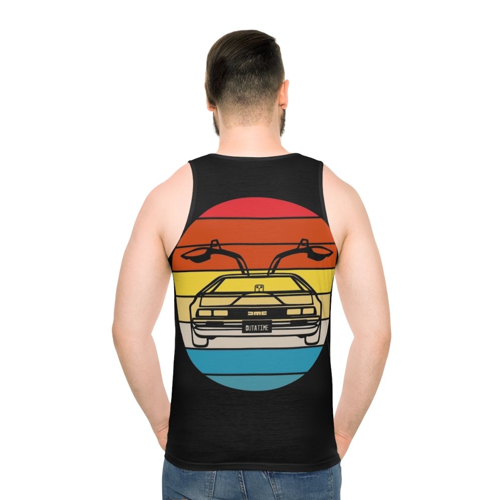 Delorean Sunset Unisex Tank Top - men back