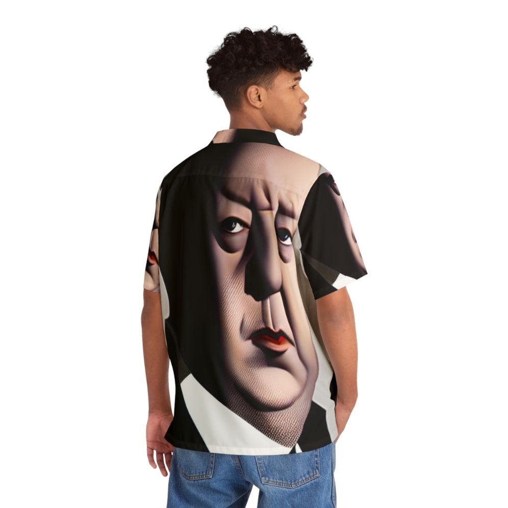 Alfred Hitchcock Portrait Hawaiian Shirt - Flat lay