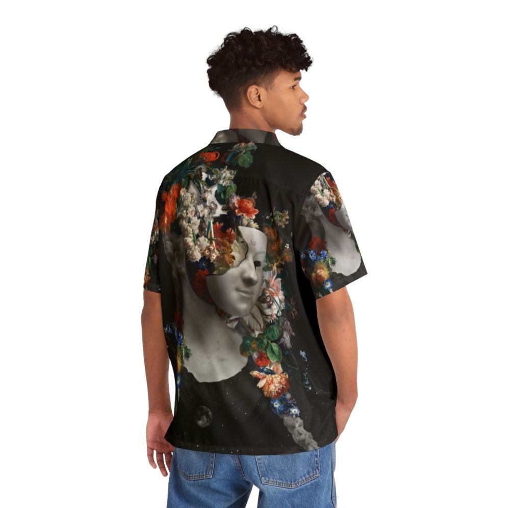 Midnight In Spring Hawaiian Shirt with floral and celestial graphic design - People Back