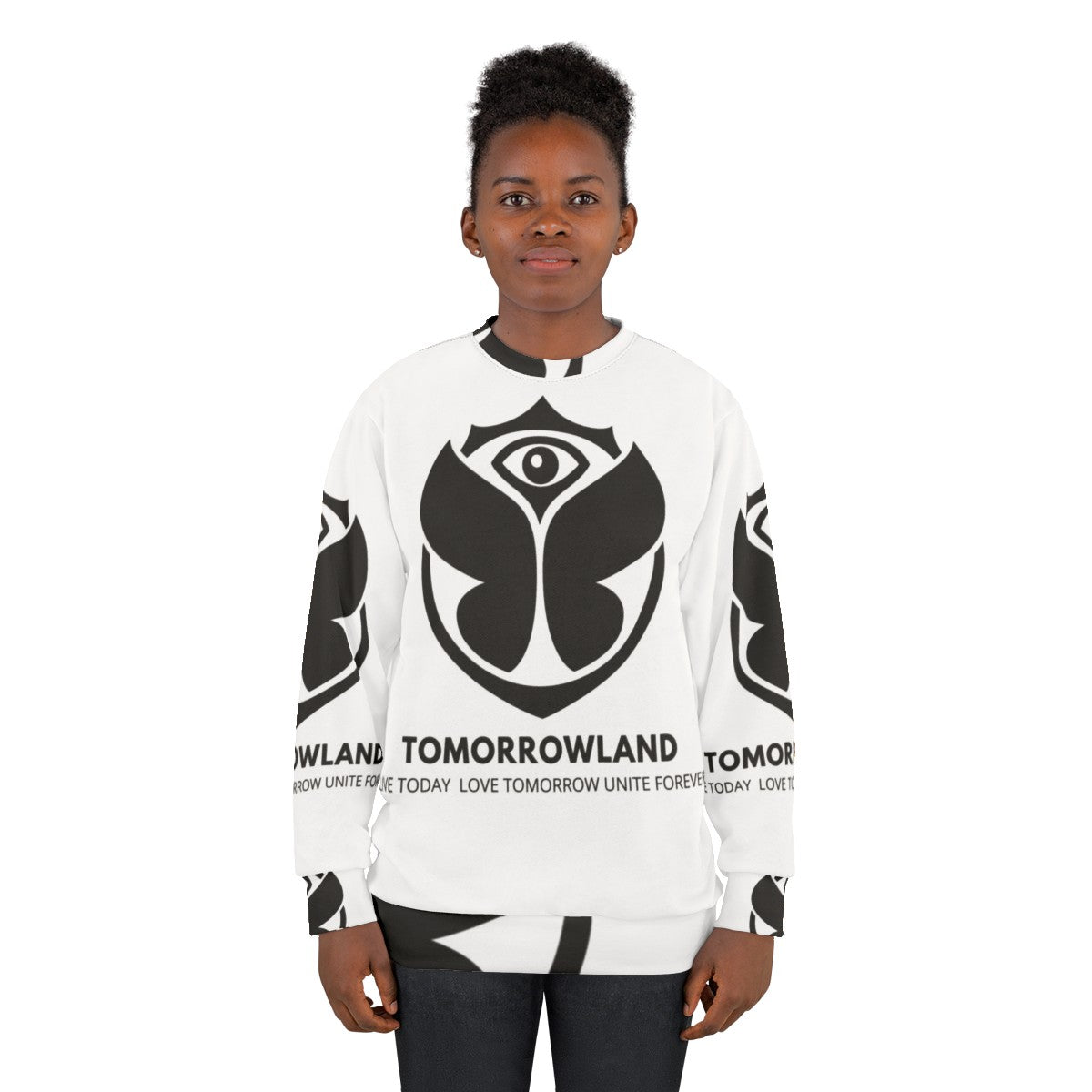 Tomorrowland Music Sweatshirt with EDM Festival and Rave Motifs - women