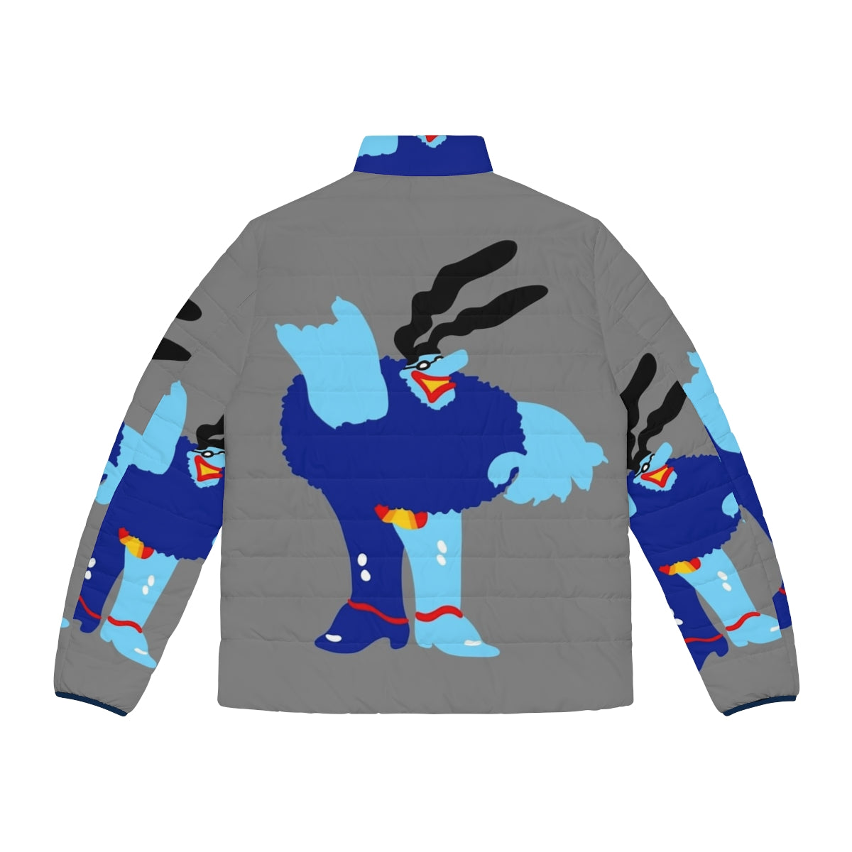 Minimal Blue Meanie Retro Puffer Jacket with 60s inspired design - Back