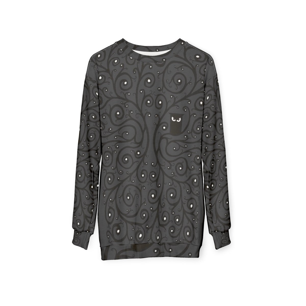 Owl Sweatshirt with Detailed Feather Pattern - hanging