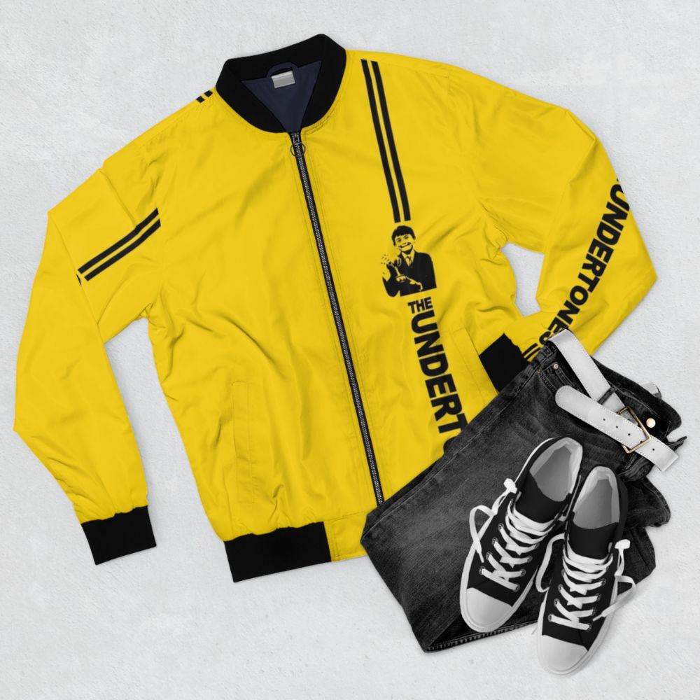 The Undertones Punk Rock Bomber Jacket with Graphic Design - Flat lay