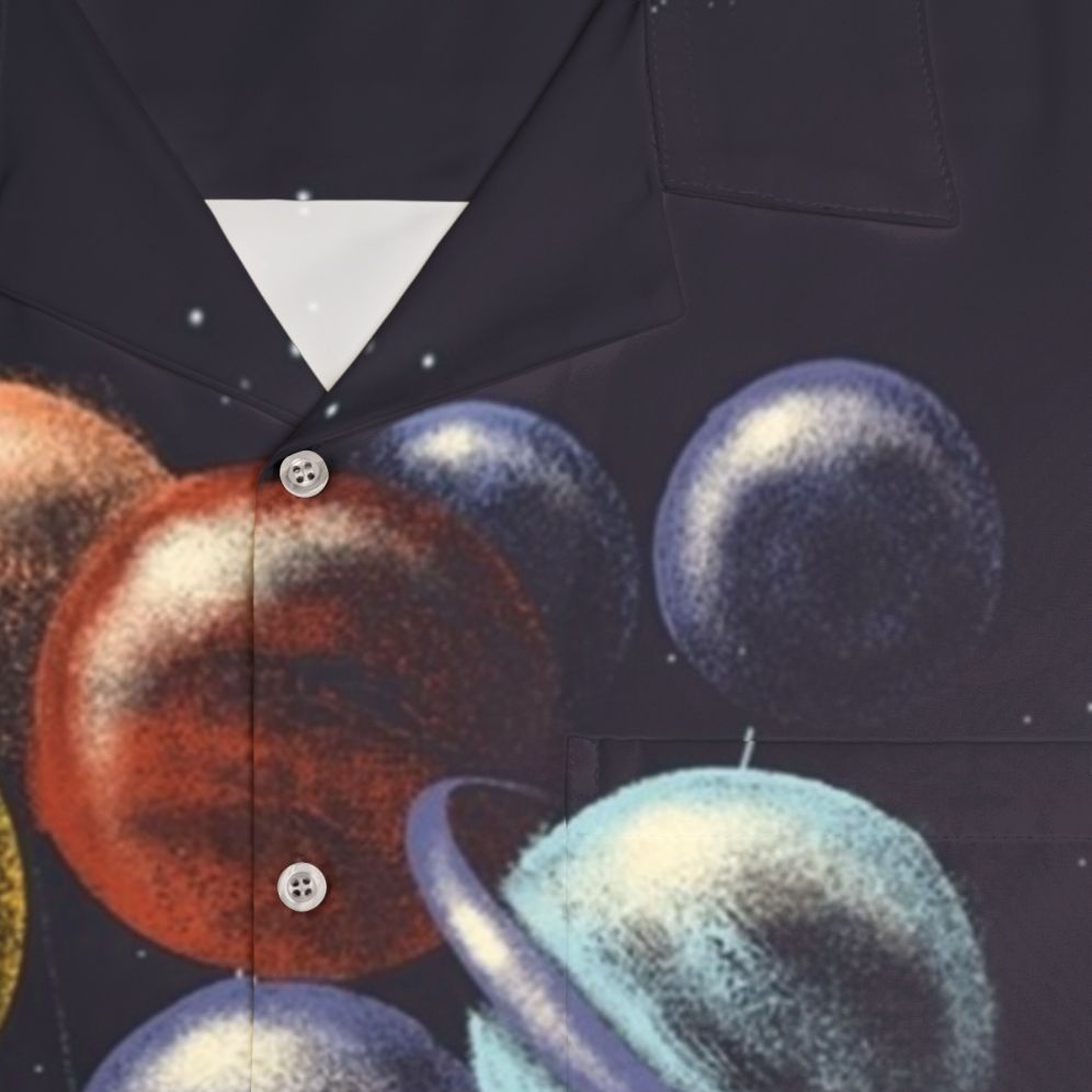 Space themed Hawaiian shirt with abstract galaxy and cosmic imagery - Detail