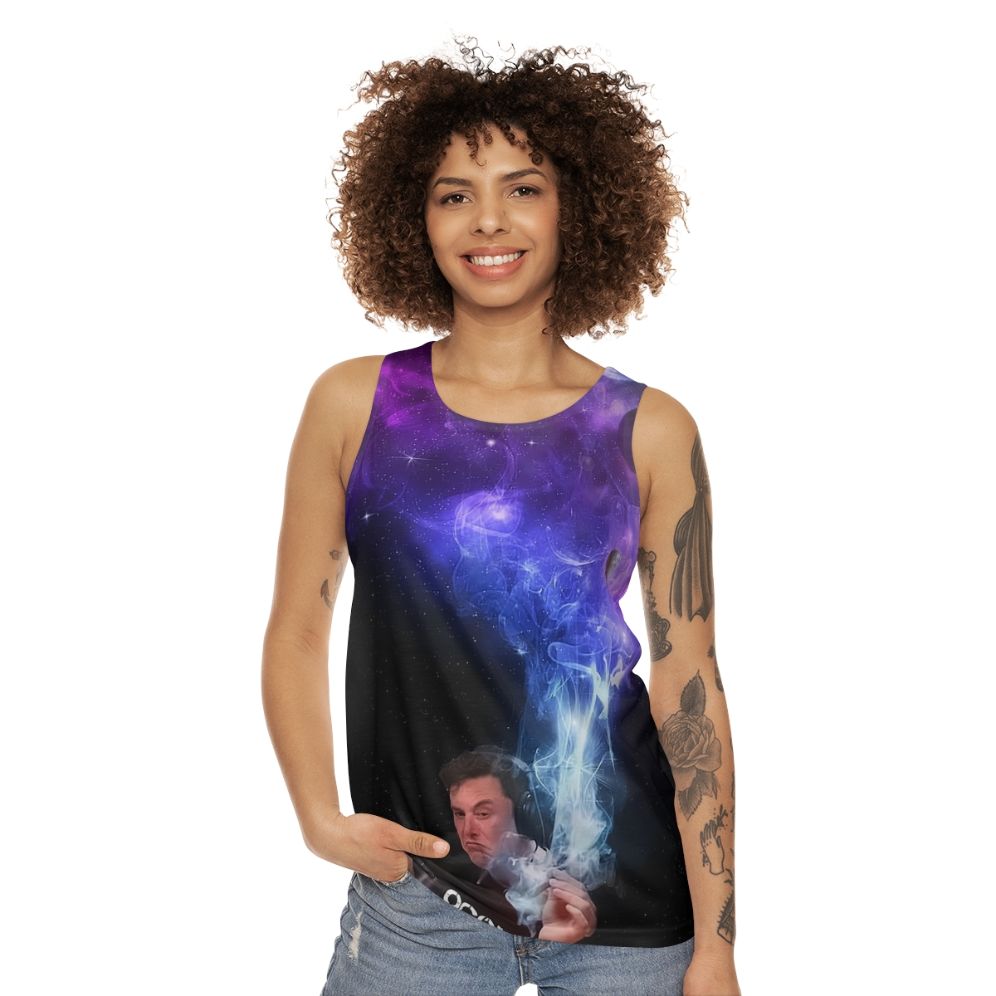 Elon Musk Smoking the Universe Unisex Tank Top - women