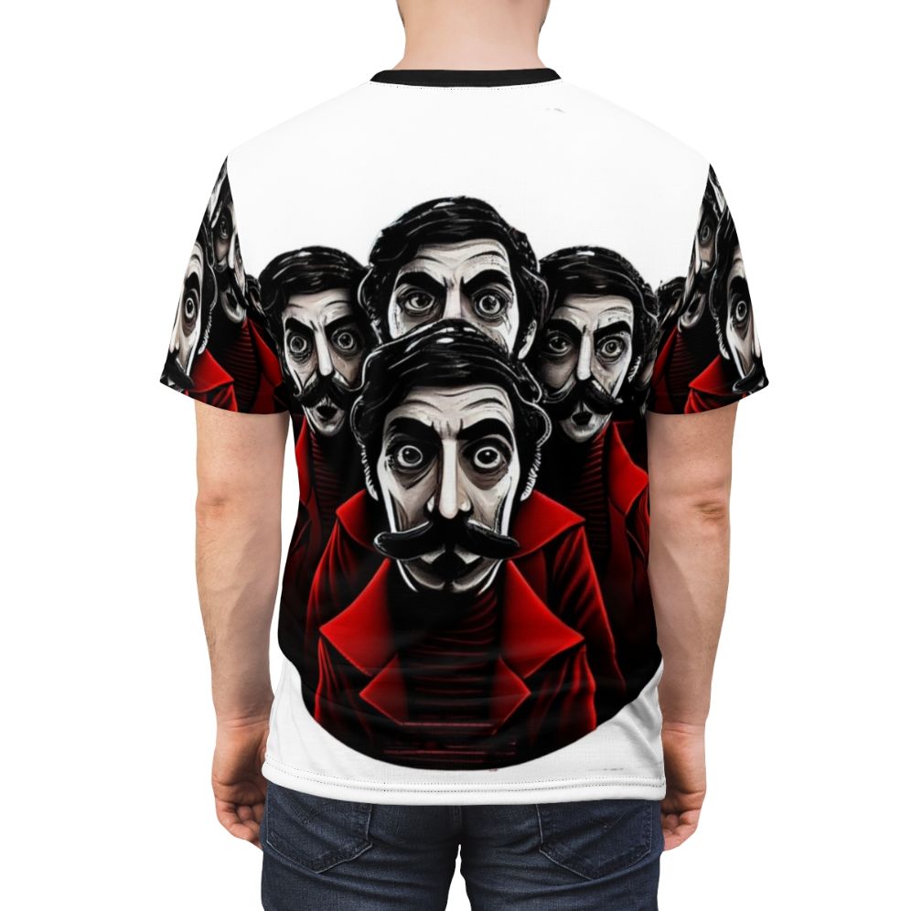 Money Heist Themed T-Shirt with Iconic Imagery and Characters - men back