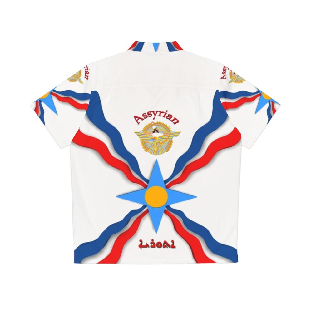 Assyrian Flag Hawaiian Shirt with Traditional Mesopotamian Design - Back