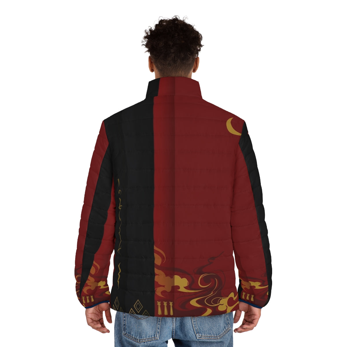 Samurai-inspired puffer jacket with Japanese-style design elements - men back