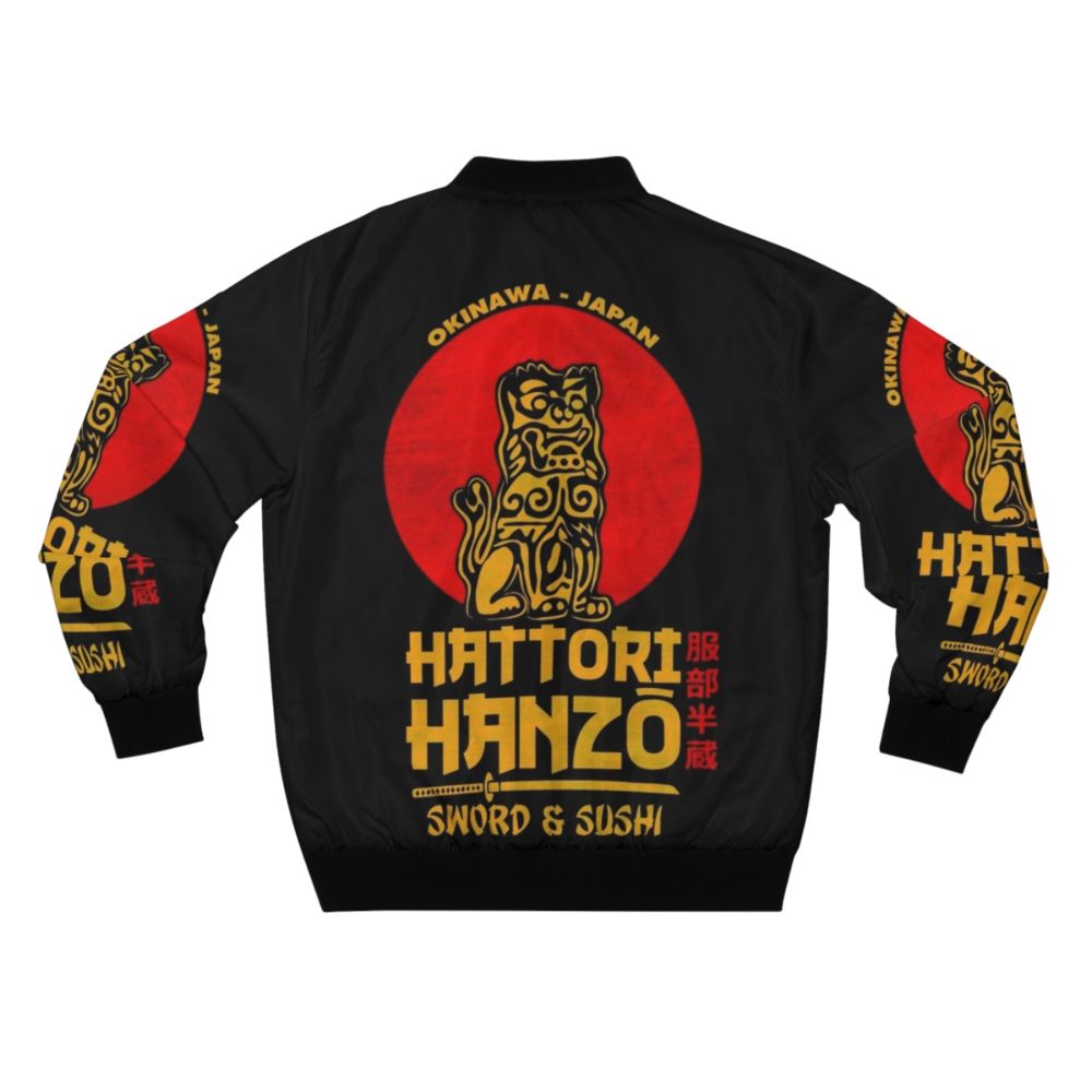 Hattori Hanzo inspired bomber jacket with Japanese samurai and anime design elements - Back