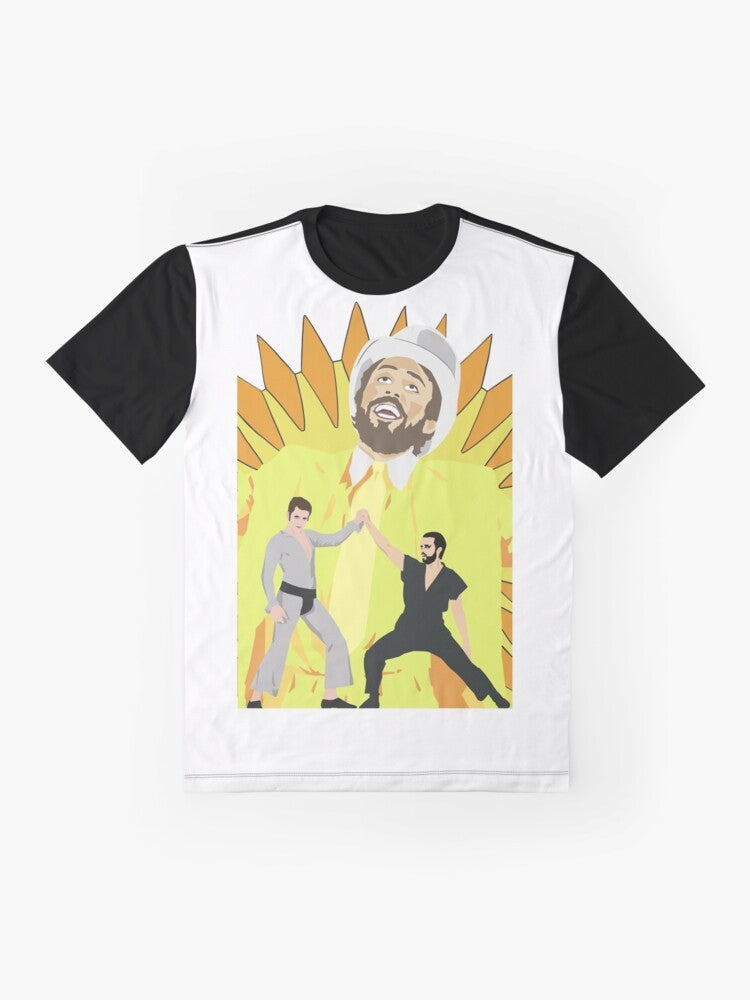 Day Man graphic t-shirt with a design inspired by the popular TV comedy series "It's Always Sunny in Philadelphia" - Flat lay