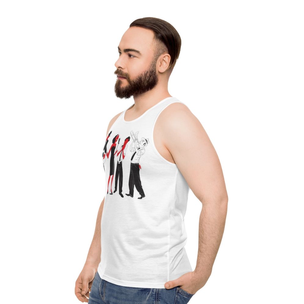 Blues band unisex tank top with delta blues and jazz singer design - men side