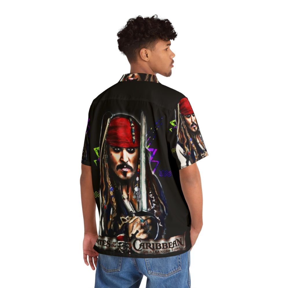 Captain Jack Sparrow themed Hawaiian shirt with tropical print - People Back