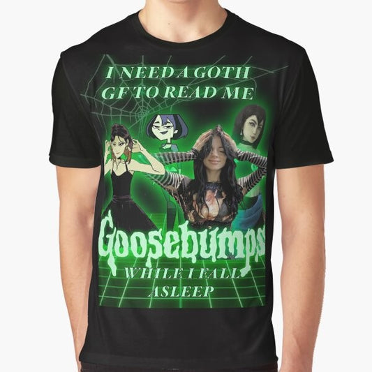 Goth GF Goosebumps Graphic T-Shirt featuring a spooky, gothic-inspired design