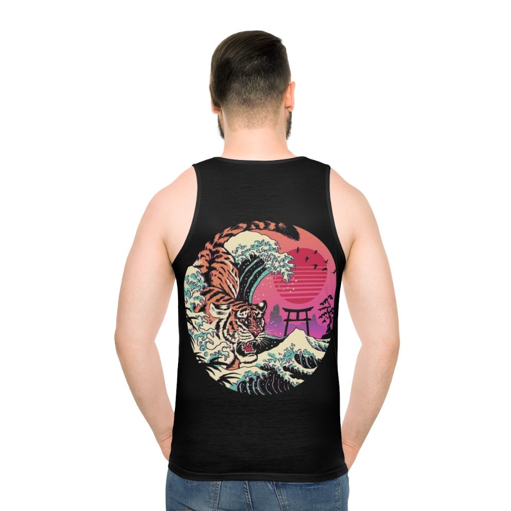 Unisex Retro Rad Tiger Wave Tank Top - men back