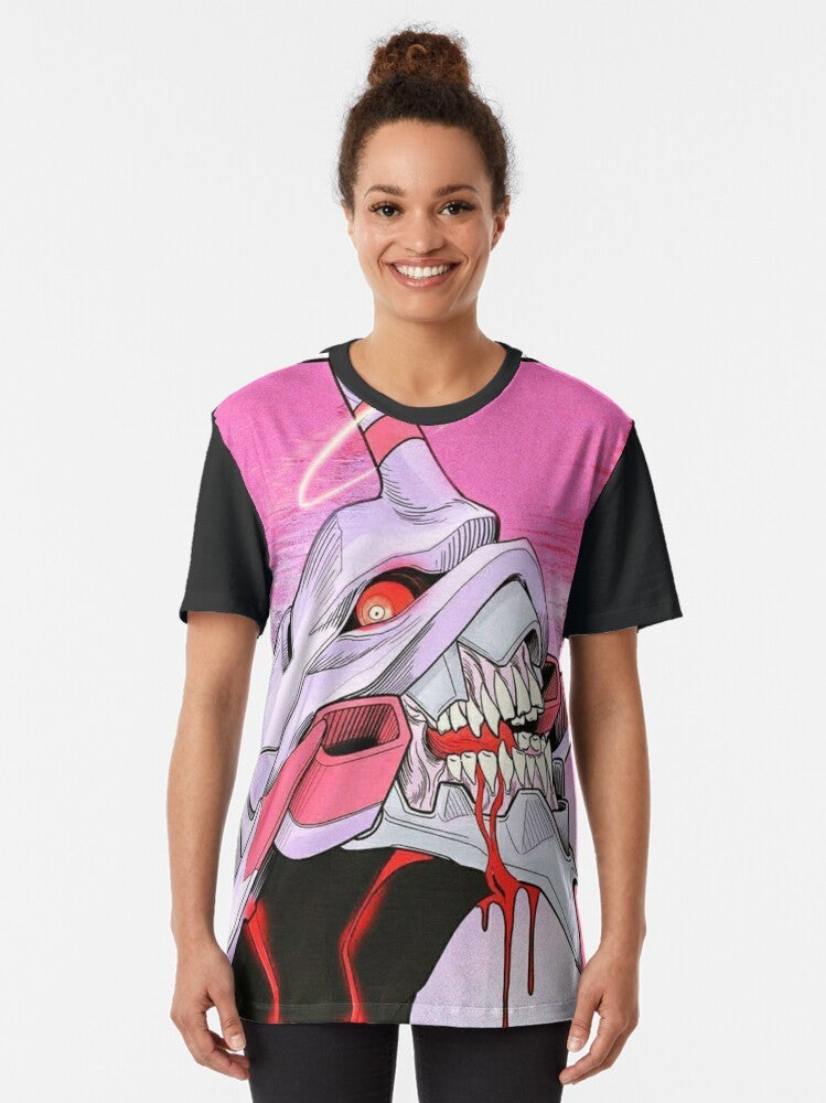 Evangelion Unit 01 anime t-shirt featuring iconic mech design - Women