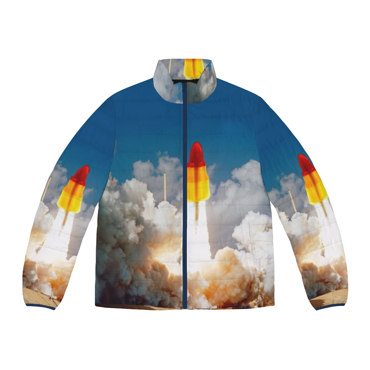 Rocket Lolly Puffer Jacket featuring a space shuttle design