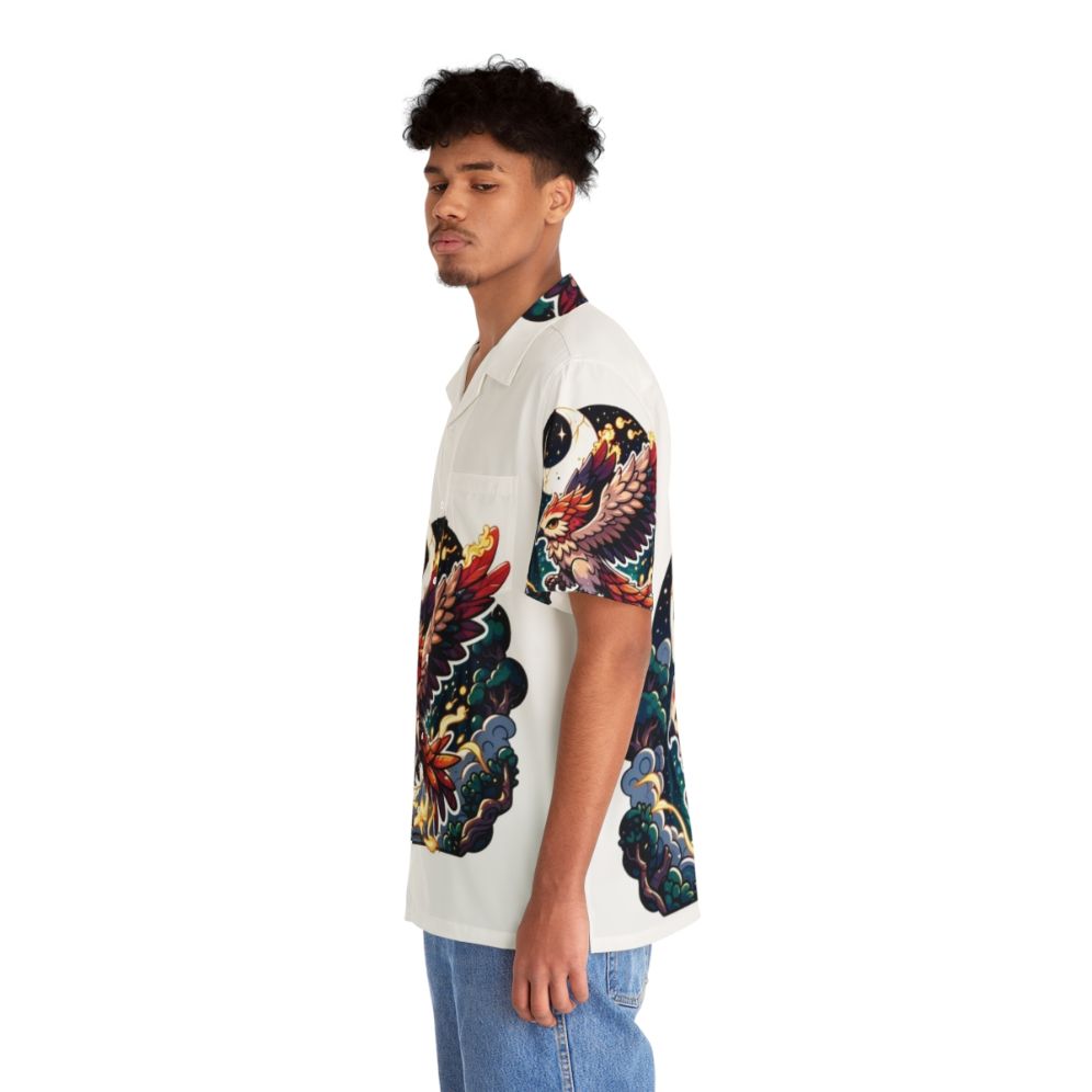 Legendary Animals Phoenix Thunderhawk Hawaiian Shirt with Fantasy Illustration - People Left