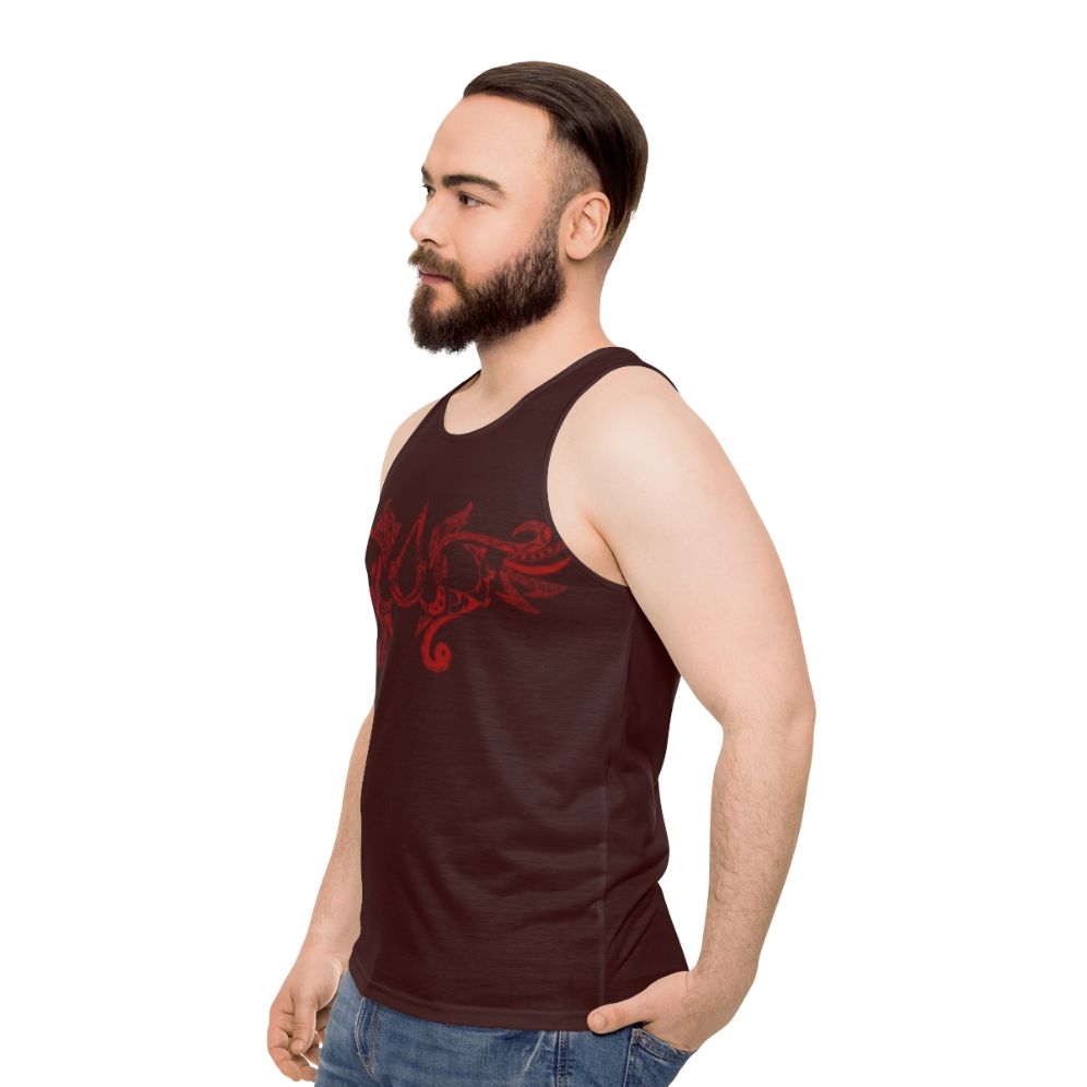 Assassin's Creed red tribal pattern unisex tank top - men side