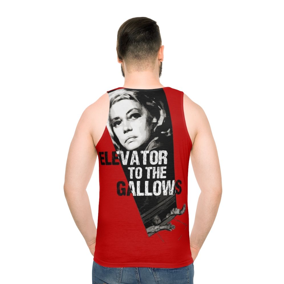 Unisex tank top featuring the classic French film 'Elevator to the Gallows' - men back