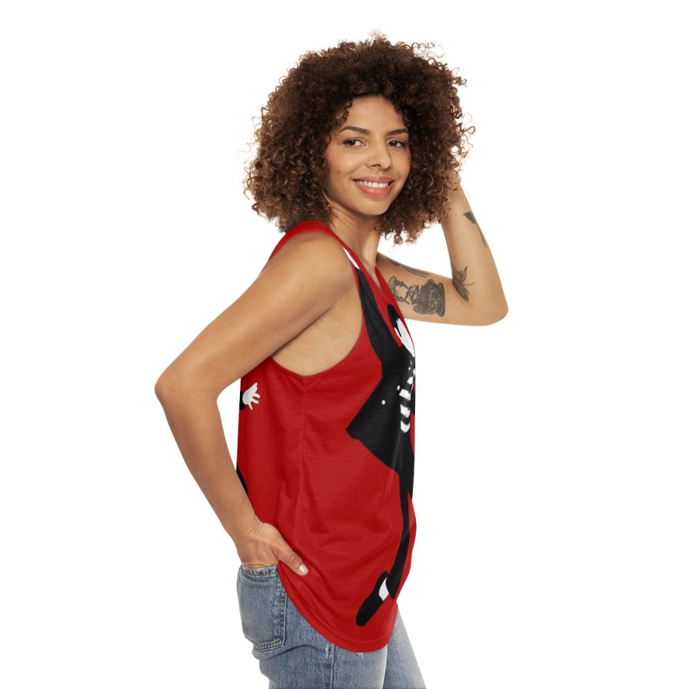 Rock and Roll King's Jailhouse Minimalist Art Unisex Tank Top - women side