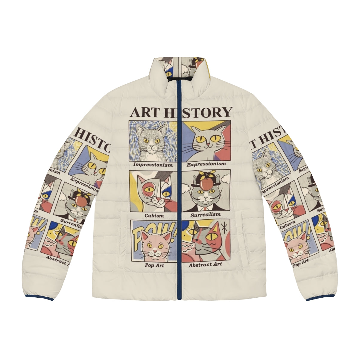 Art History Puffer Jacket featuring classic art designs