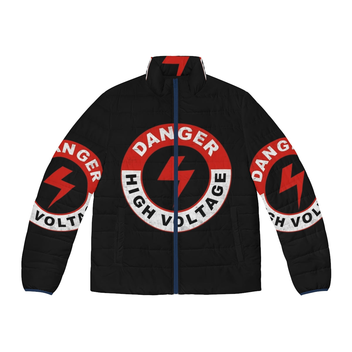 Danger High Voltage Puffer Jacket with Electric Six inspired design