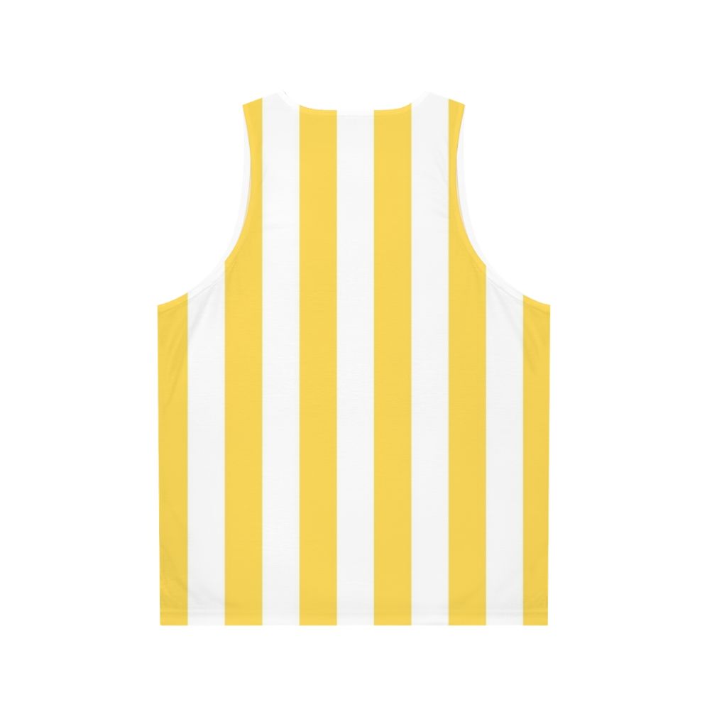 Yellow and white vertical striped unisex tank top - Back