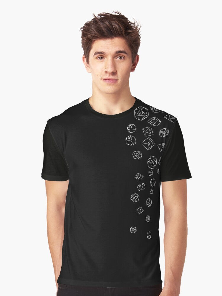 Cascading dice graphic t-shirt for gamers and role-playing enthusiasts - Men