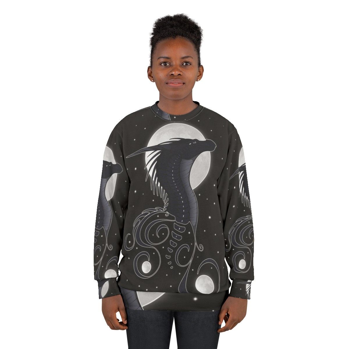 Wings of Fire Darkstalker Sweatshirt featuring dragon, nightwing, and icewing designs - women