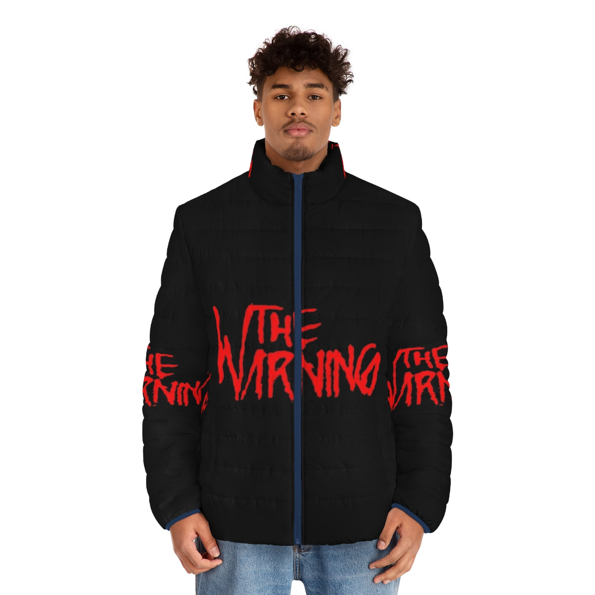 The Warning Mexican Rock Band Puffer Jacket with band logo - men front