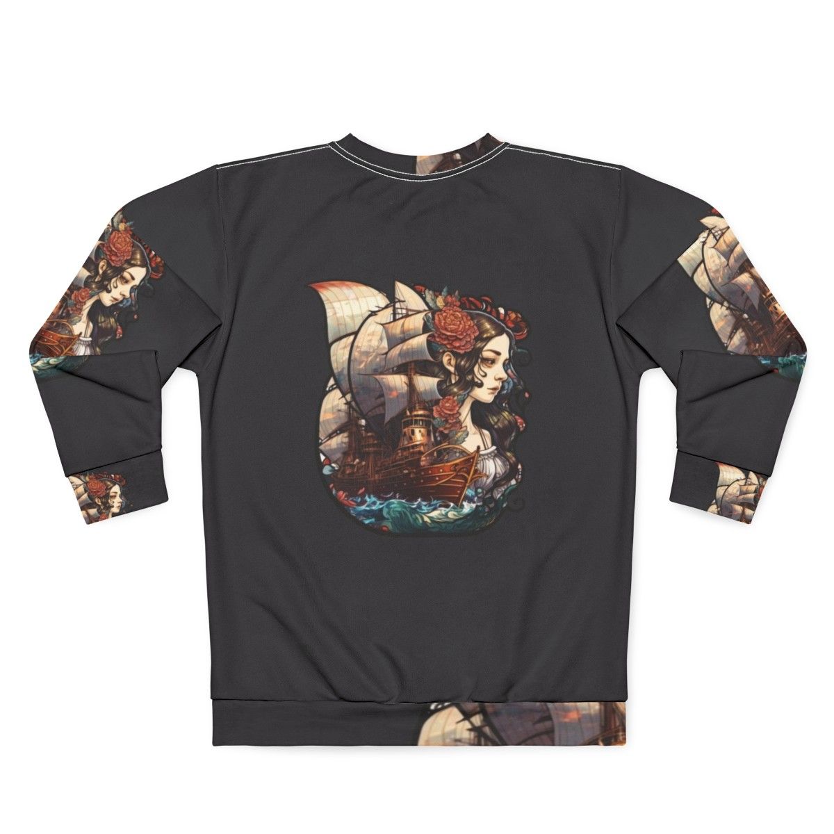 Mythical sea creatures sweatshirt featuring legendary beasts and fantasy creatures - Back