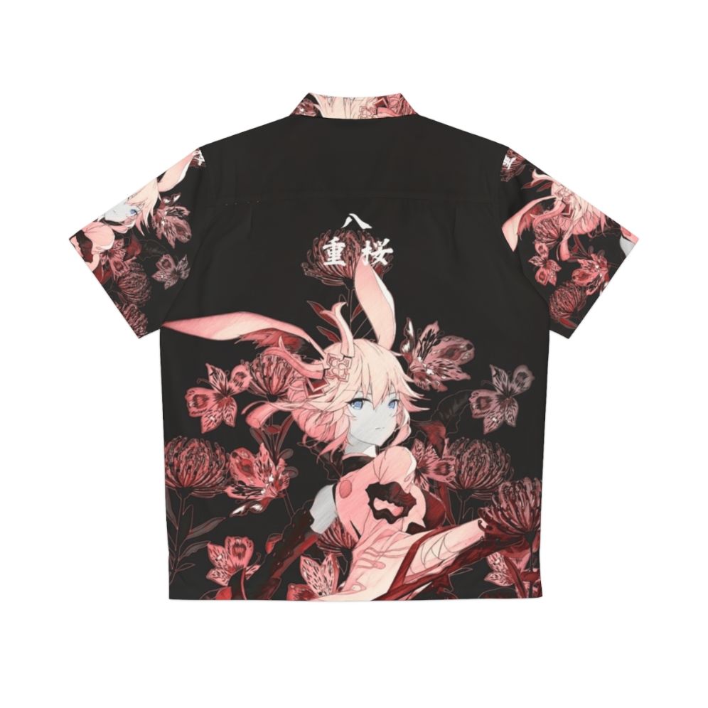 Fiery Higanbana and Fox Samurai Anime Hawaiian Shirt - Back