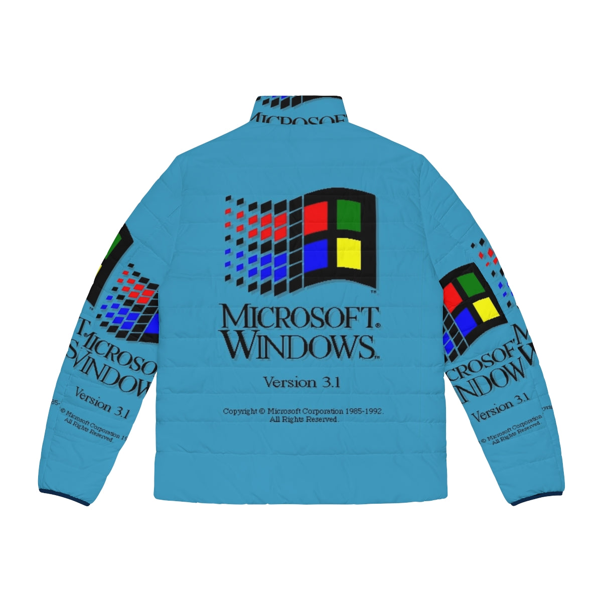 Puffer jacket with Windows 3.1 logo and retro design - Back