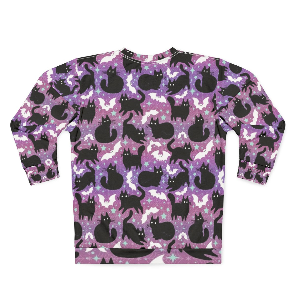 Pastel Halloween Black Cats Spooky Cute Sweatshirt - Back