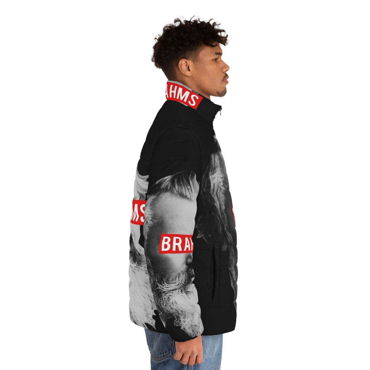 Brahms Classical Music Puffer Jacket - Stylish Composer Apparel - men side right