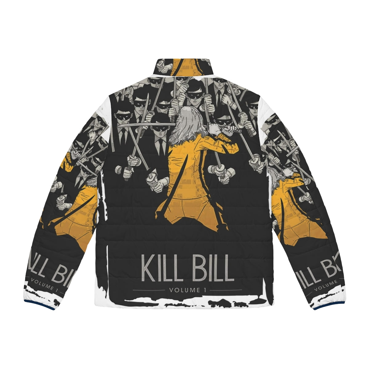 Kill Bill inspired puffer jacket featuring ninja-style design elements - Back