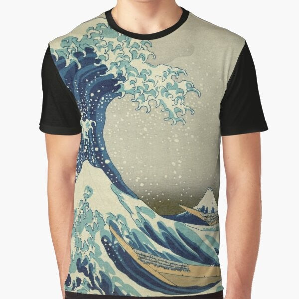 Kanagawa wave graphic t-shirt with Japanese art design