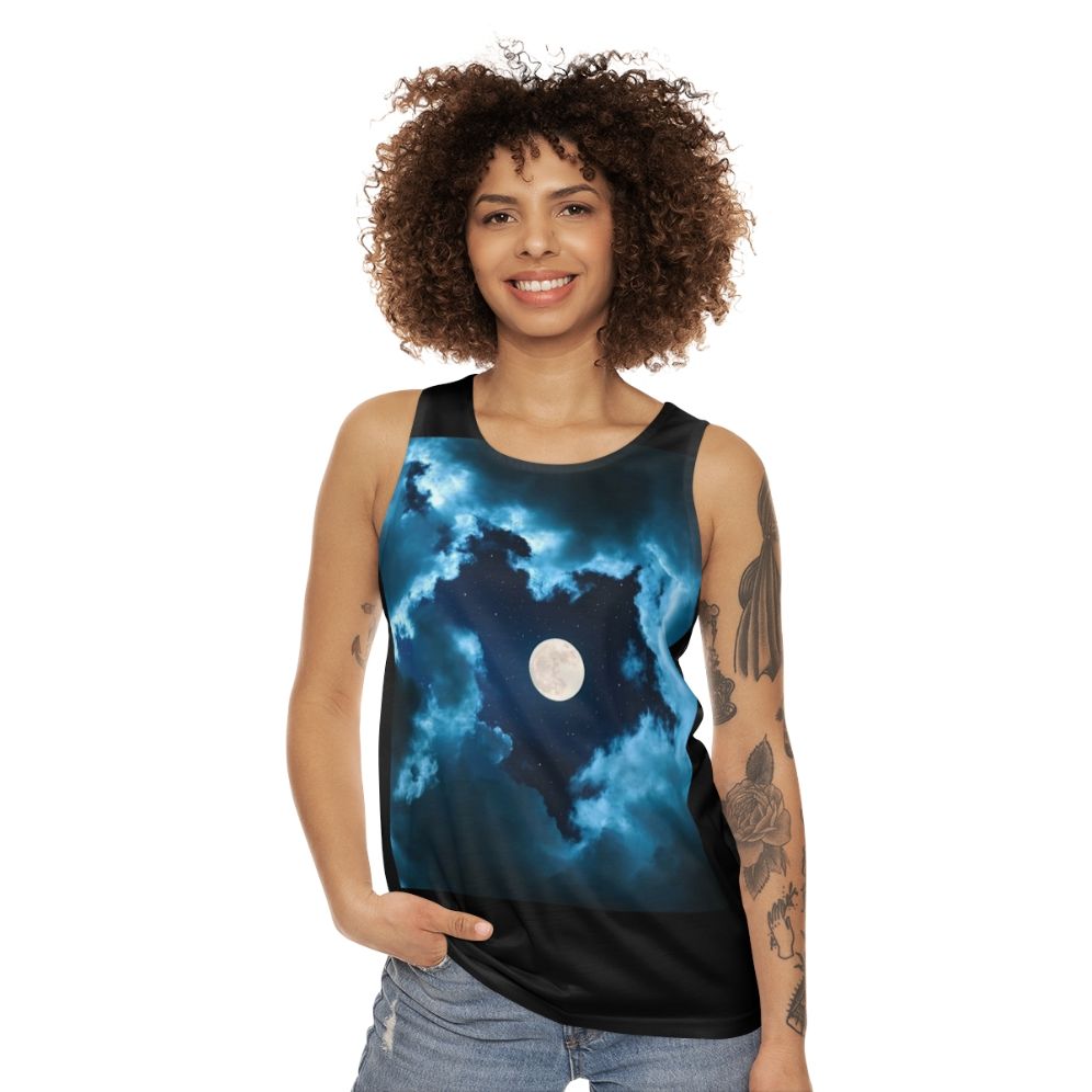 Unisex galaxy moon tank top - women