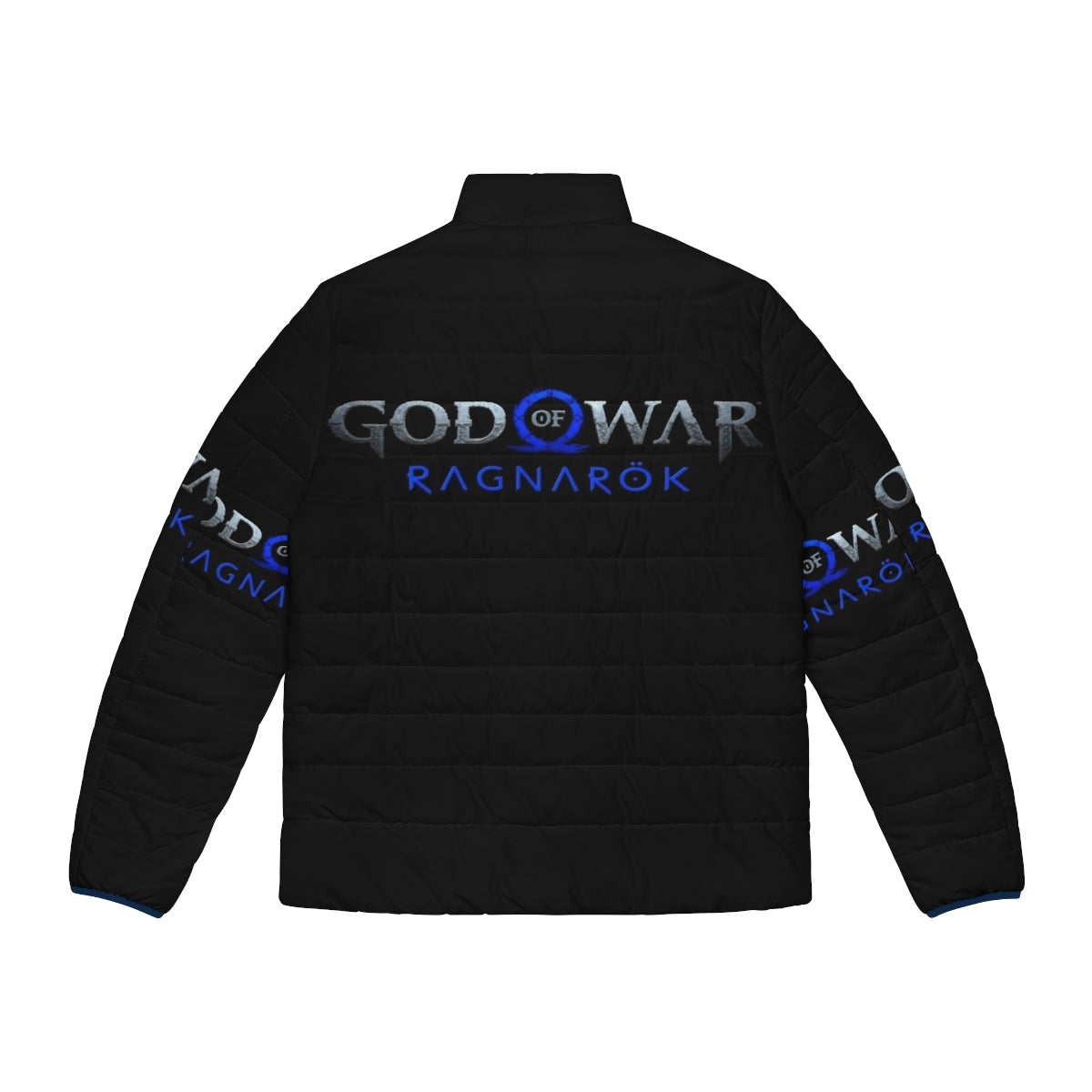 God of War Ragnarok Puffer Jacket featuring the iconic Norse mythology characters - Back