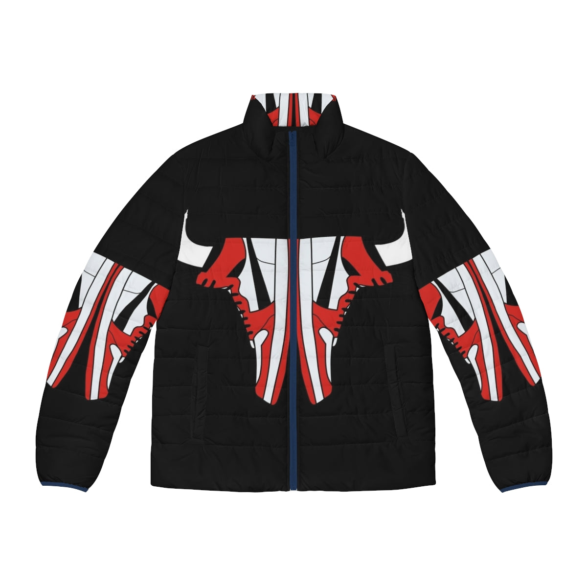 Chicago Bulls puffer jacket with vintage team logo and city skyline