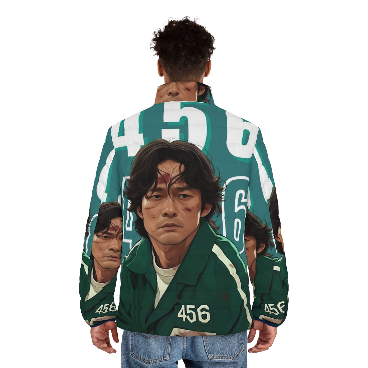 Squid Game Player 456 Seong Gi Hun Puffer Jacket, Officially Licensed Squid Game Merchandise - men back