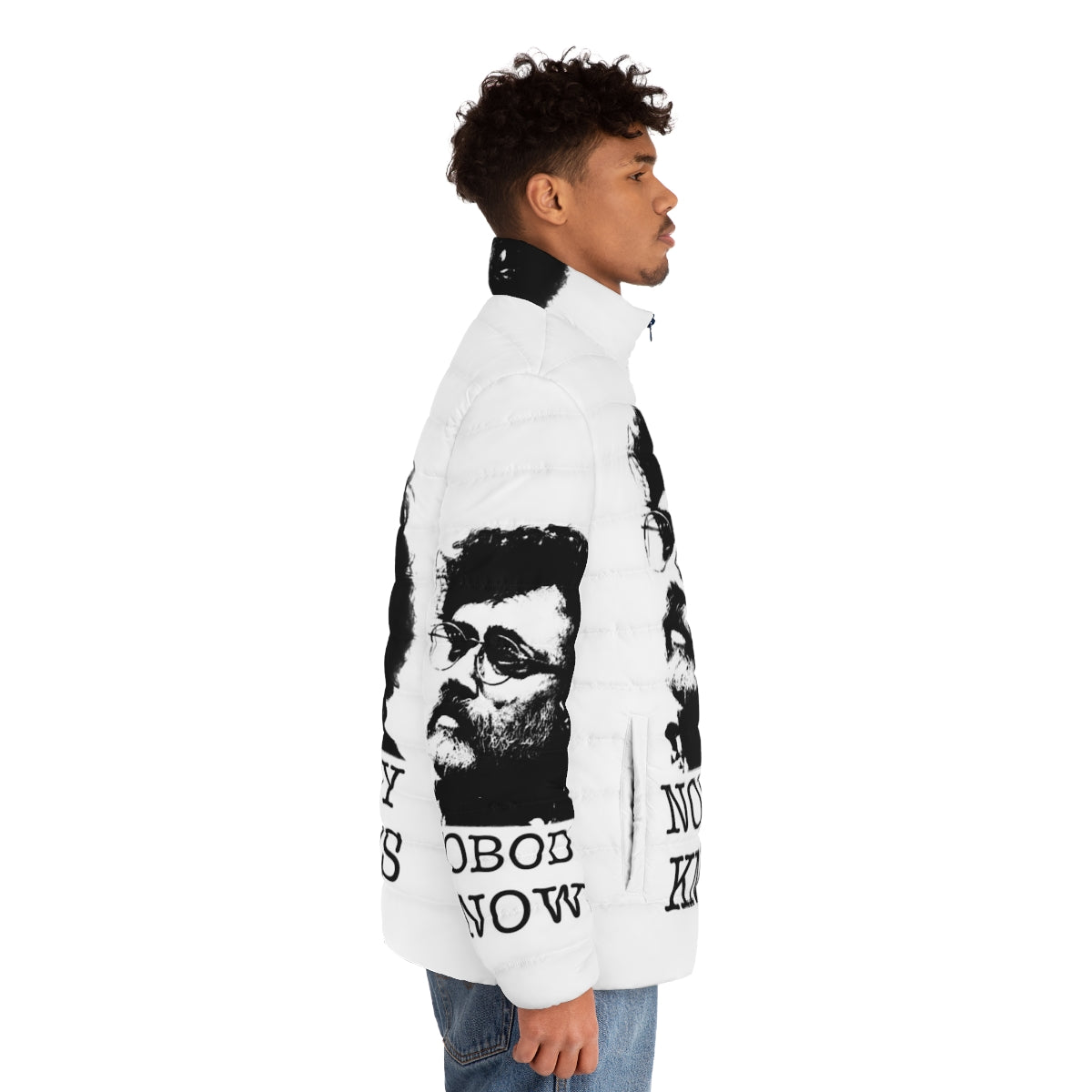 Terence McKenna psychedelic puffer jacket - men side right