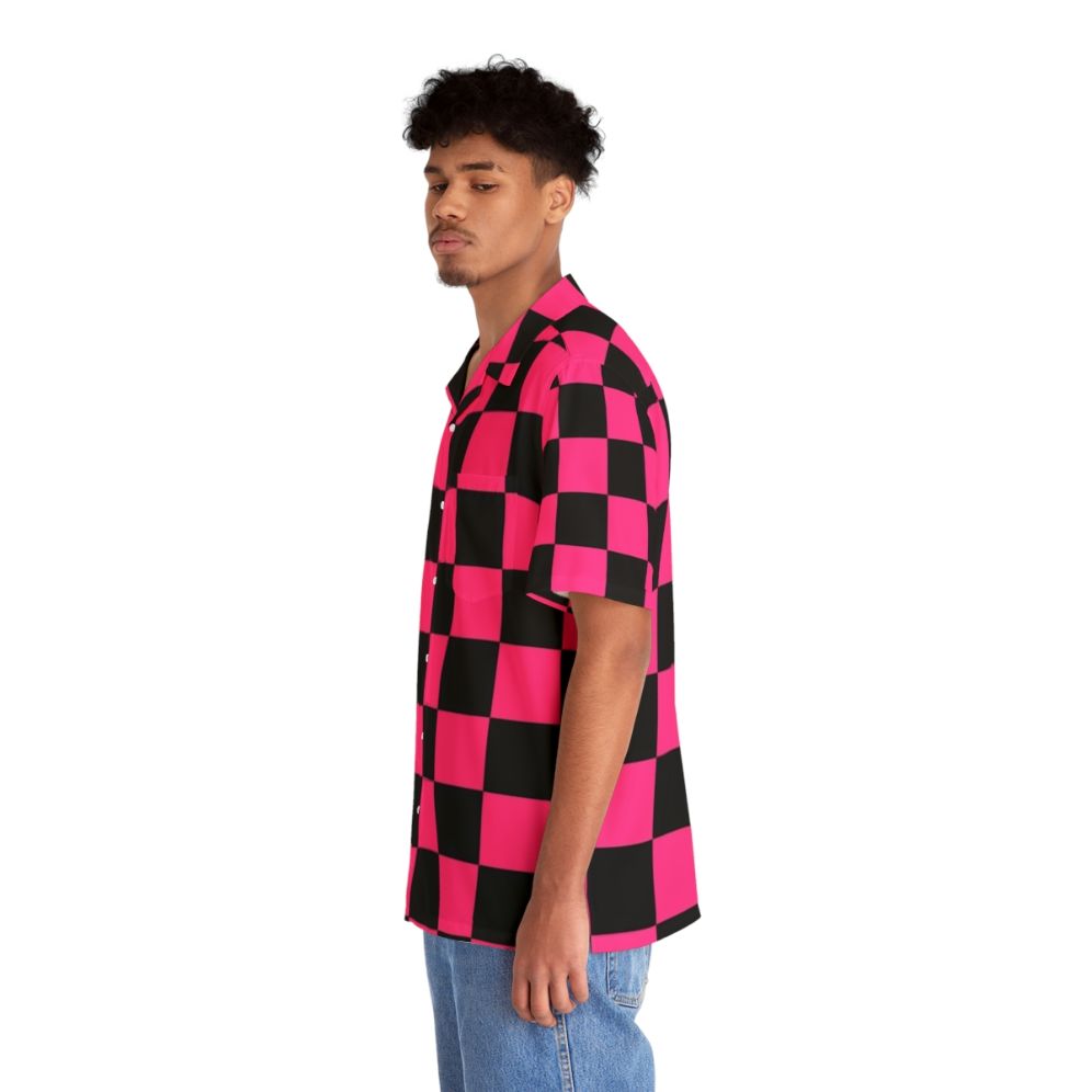 Black and pink checkerboard pattern Hawaiian shirt - People Left