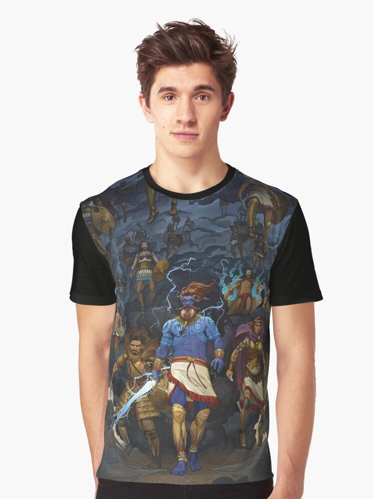 RuneQuest Glorantha Heroes of Orlanth Graphic T-Shirt featuring art by Andrey Fetisov - Men