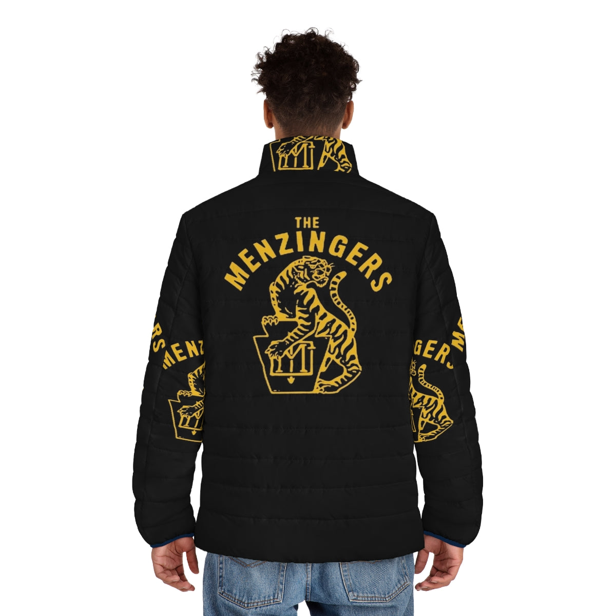 Macan Art Puffer Jacket featuring The Menzingers punk rock band - men back