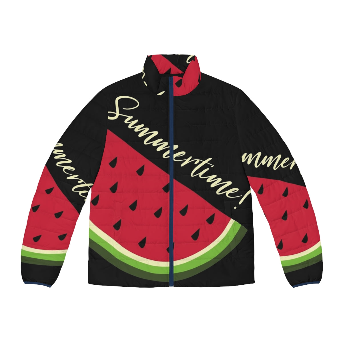 Watermelon design black puffer jacket