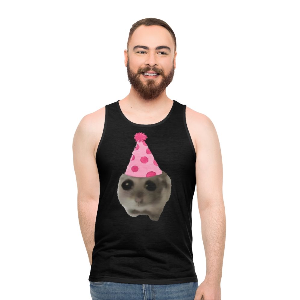 Sad hamster birthday party viral meme unisex tank top - men